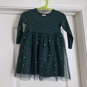 Hanna Andersson Teal Dress with Gold Dots